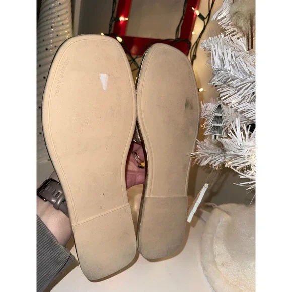 Tory Burch Miller Metal Logo Slides Gold Metallic Leather Sandals Women Size 8 - Picture 6 of 9